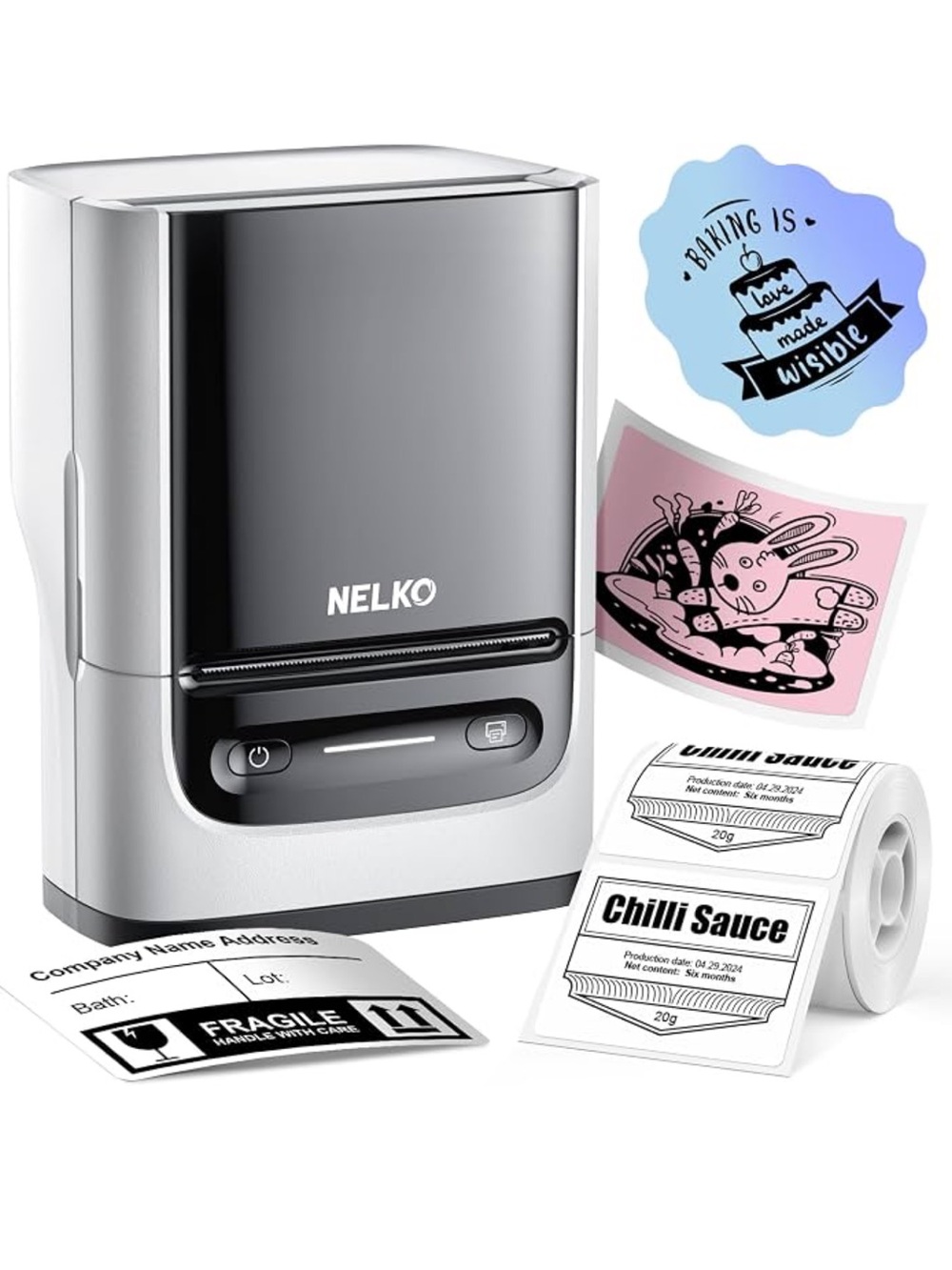 NELKO Label Maker machine with tape Bluetooth label printer